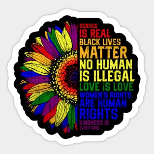 Science Is Real Black Lives Matter Sunflower Rainbow LGBT Pride Sticker